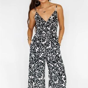 Black and White Floral Jumpsuit